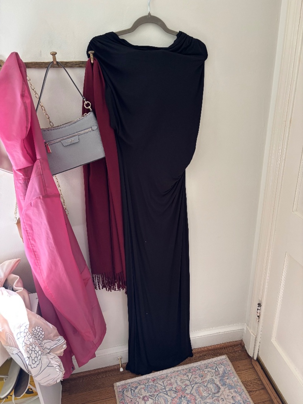 NA-KD Black Draped Off-Shoulder Maxi Dress Size M